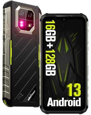 Ulefone Armor 22 Téléphone Protable Incassable 6,58 FHD+ 120Hz, Android 14, 16Go+128Go, 64MP Nocturne Vision Caméra, 6600mAh(33W), 4G Dual SIM/NFC/GPS/IP69K/Infrared Sensor Téléphone Étanche- Vert