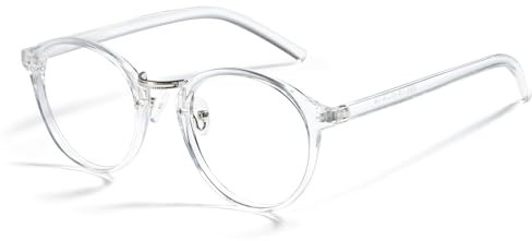 Cyxus Glasögon utan synstyrka för damer och herrar, med filter mot blått ljus, trendiga, runda glasögon, dator- och gamingglasögon, anti-UV 400, retro glasögonbågar (8065 klar)