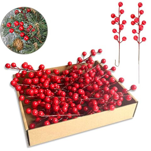 himmel 35 Pack Christmas Tree Decorations,9 inch Artificial Red Berry Stems,Red Berries Christmas Decor Tree Decorations Crafts Wedding Holiday Season Winter Décor Home Decor