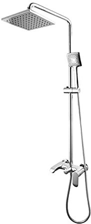 Chrom-Duschset mit Wanneneinlauf, Messing-Duschsystem, Wandmontage, Duschsäule, Regendusche mit 3-Funktions-Handbrause, höhenverstellbare Duschstange