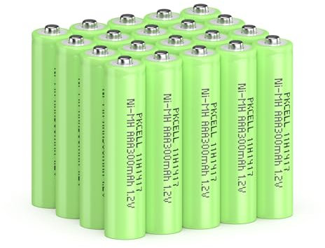 PKCELL Lot de 20 piles AAA rechargeables - 300 mAh Ni-MH - Batterie préchargée pour lampe solaire de jardin