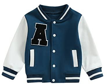 Yassiglia Baby Baseball Jacke Kleinkind Bomberjacke Kinder Frühling Herbst Übergangsjacke 0-5 Jahre Junge Mädchen Kleidung (Blau, 18-24 Months)