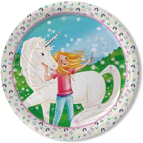 DH-Konzept 8 Partyteller * STERNENSCHWEIF * für Kindergeburtstag und Mottoparty | Teller aus Pappe, Ø23cm | Laura Mädchen Pferde Einhorn Kinder Party Geburtstag