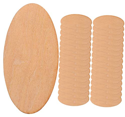 SEWACC 100stücke Ovale Holz Scheiben Unfinished Holz Stücke Zum Basteln Leere Scheiben Ausschnitte Für Diy Dekoration