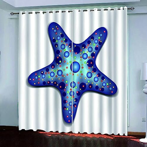 Vorhang, Kinderzimmer, 3D Blaues Pentagramm 300 (B) X 280 (H) cm Kindervorhänge Mit Ösen, Polyestervorhänge, Wärmeschutzvorhang, Blickdichter Vorhang Mit Ösen, Kindervorhänge Für Wohnzimmer, 7G9S0Z1W