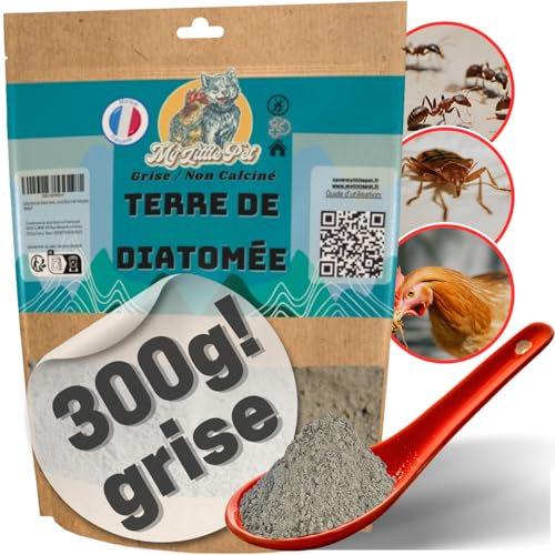 100% Terre de Diatomée Alimentaire Blanche | Terre de Diatomée Punaise de Lit | Poudre de Diatomée Cafard | Terre de Diatomée (600g) (600g vrac) (Doypack 300g GRISE)