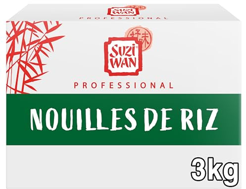 Suzi Wan Nouilles de Riz Format Pro 3kg | Nouilles de riz en grand format, idéales pour les restaurants et la préparation de grandes quantités. Format 3kg.