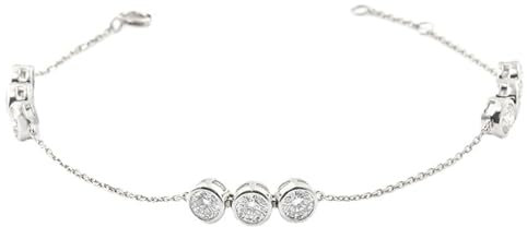 Epinki Echt Schmuck, 14 Karat 585 Weißgold Armband, Kette Bettelarmband Damen mit Rund Moissanit, 18K Gold Bettelarmband Charm 18cm