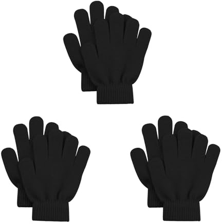 COTRUERE 3 Pairs Kids Magic Gloves Winter Knit Gloves Boys Girls,S
