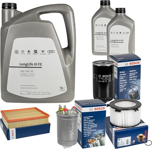 Inspektionspaket Wartungspaket Filterset mit 7 L 0W-30 Motoröl LongLife 3 FE, Ölfilter Luftfilter Kraftstofffilter Innenraumfilter Ölablassschraube