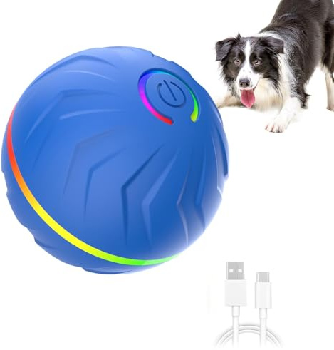 Aktiv rullboll för hundar, interaktiv hundleksaksboll, Automatiska hundbollar, Rolig hundleksak, tillbehör för husdjur, leksaker för anrikning av hundar, USB-laddningsbar, hålla husdjuret sysselsatta