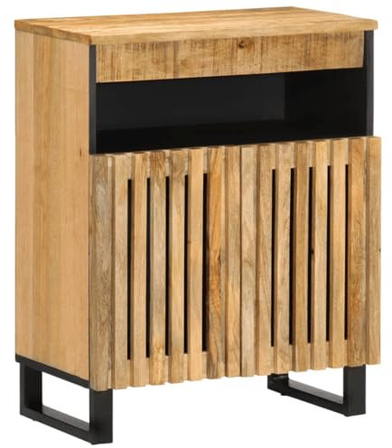 vidaXL Sideboard, Kommode mit 2 Fächern Türen, Anrichte für Wohnzimmer Schlafzimmer, Beistellschrank, Industrie-Stil, Raues Massives Mangoholz