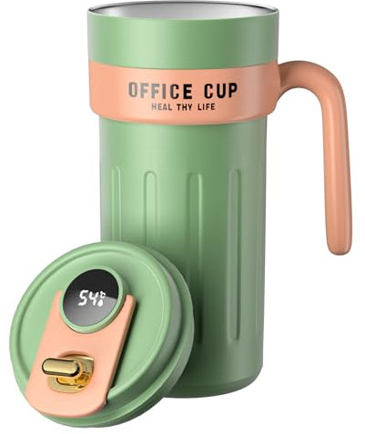 Homealexa 650 ml Kaffeebecher to go Digitalanzeige Termokaffeebecher 316 Edelstahl Isolierbecher Reisebecher Travel Coffee Mug auslaufsicher Autobecher mit Deckel und Griff