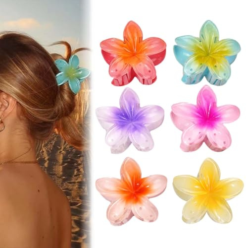 Lot de 6 pinces à cheveux en forme de fleur - Antidérapantes - En acrylique - Pour femme - Pour femme - Épais et fins