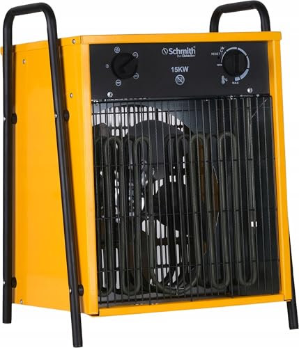 Schmith radiatore elettrico industriale 15 kW, con quattro modalità di potenza (95/5000/10000/15000W), adatto per riscaldare spazi di 120m² con una capacità di 1853m³/h
