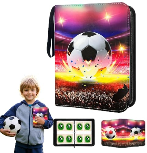 Sammelalbum Fußball Karten, Fußballsammelalbum karten, 50 Seiten, Kapazität für 400 Karten, Fußball Sammelkarten Album, Fußball Karten Kapazität, Fußball Karten Ordner Sammelheft