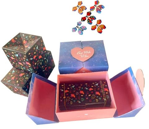 Okeeyseda Modisches Überraschungs-Geschenkbox-Set, Personalisierte Geschenktüte, Geburtstagsgeschenk, Valentinstagsgeschenk, Springender Roter Umschlag I