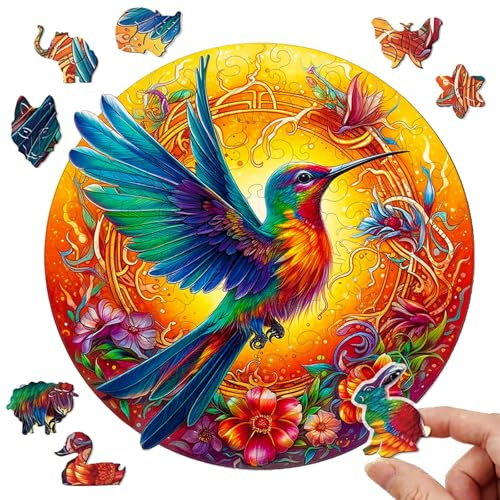 Dr. MUYA® Puzzle Madera Adultos, Rompecabezas Madera Pájaros, 35 x 35 cm, 220 Piezas, Rompecabezas de Forma Irregular, Wooden Puzzle, Caja de Regalo
