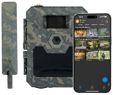 icuserver ICU CLOM Cam 6 – ICU viltkamera 4G med Full HD-bilder och videokvalitet, mörkerseende, rörelsesensor och mobiltelefonöverföring, inklusive 16 GB SD-kort med rörelsesdetektor och app