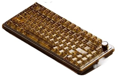 XXINGYULI Teclado mecánico ONE75 con Perilla Multifuncional RGB Tri Modo inalámbrico para Juegos Junta de Intercambio en Caliente Personalizable para Jugadores de PC(Brown)