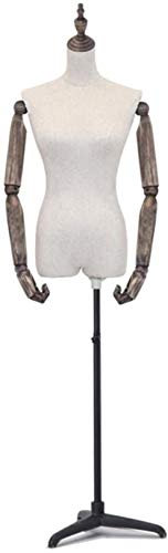SHANYAYALI Weibliche Schaufensterpuppe Torso Body Kleid Form mit Holzarmen und Stativ Ständer für Kleidung Kleid Schmuck Display (Schwarz)