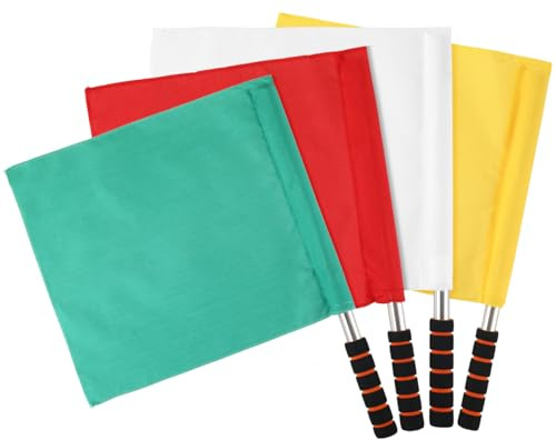 VICASKY Lot de 4 drapeaux d'arbitre Match avec poteau en acier inoxydable pour jeux de football