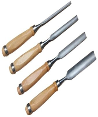 XDAWQP 4-teiliges professionelles Stechbeitel-Set, halbrundes Stechbeitel-Schnitzset, Holzbeitel, Holzbearbeitungswerkzeug, 6,12,18,24 mm, Heimwerkerwerkzeuge für Drehbank-Holzs