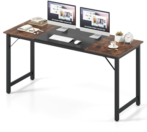 GIANTEX Escritorio de Ordenador Rectangular 160 x 60 cm, Mesa de Trabajo con Tablero de Madera y Marco de Metal Resistente, Escritorio para Oficina, Conferencia, Dormitorio