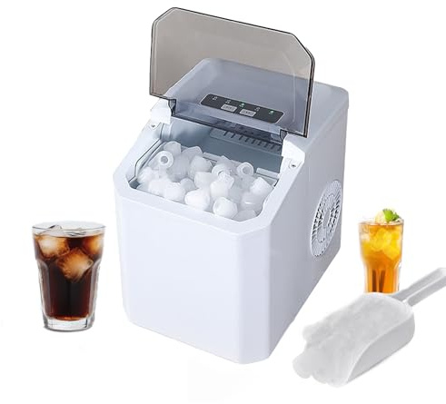 Máquina de Hielo, 9 Cubitos de Hielo listos en 6 Minutos, máquina de Hielo Comercial de 33 Libras por día, tamaño Hielo Opcional, Limpieza automática, máquina de Hielo encimera operación con un Clic