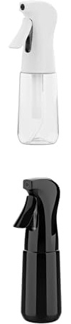 GRIFEMA Pulverizadores de Agua 200ml (Negro + Blanco) – Botellas Spray Reutilizables sin BPA con Niebla Fina y Pulverización Continua para Plantas, Cabello y Limpieza