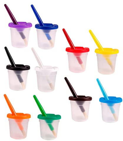 SOIMISS 10pcs Waterproof Painting Pen Washing Cups Colored Brush Sets for Boys and Girls, Spill-Proof Art Party Supplies, Non-Spilled Water Paint Buckets for Children’s Creative Painting and Drawing