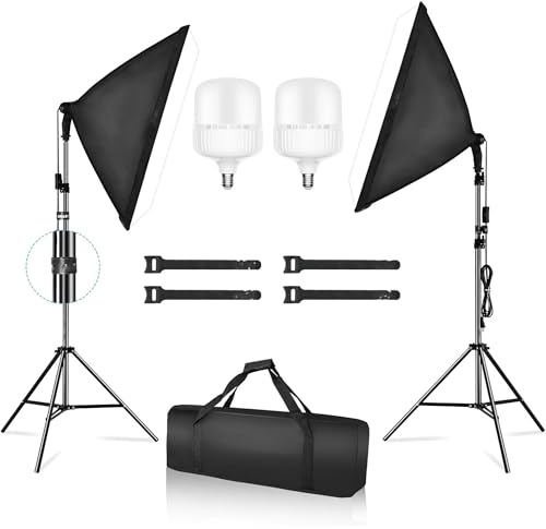 GulfDealz Foto-Softbox-Beleuchtungsset, 50,8 x 71,1 cm, Studioleuchten mit Glühbirnen, professionelle Fotoausrüstung
