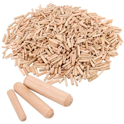 JIEHIN 1200 Stück Holzdübel Set, 6mm 8mm 10mm, Runddübel Verbinder aus Holz für Möbelreparatur, DIY Bastelprojekte, Möbelkonstruktionen