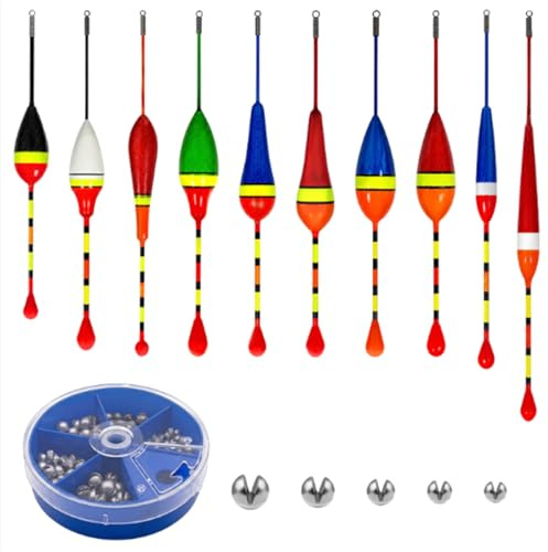 TAIVIN Posen Angeln Set 20 Stück Schwimmer mit Dreifarb-Design, inkl. 90 Angelblei (0,2g-0,8g) & Box – Vormontiertes Angelzubehör für Forellen & Friedfisch