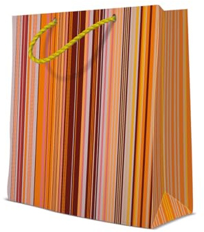 PAW Sacs Cadeaux Grand, 10 pièces - Allegro Orange | Anses en tissu solide, motif élégant, parfaits pour anniversaire, mariage et fêtes, réutilisables et spacieux