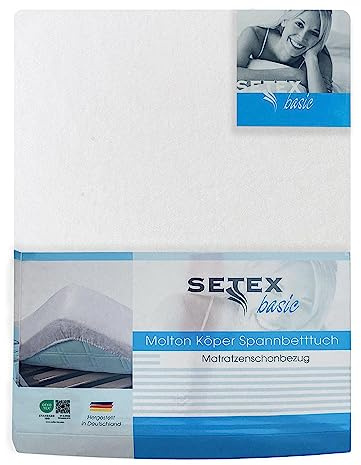 SETEX Molton Köper Matratzenschutz, 140 x 200 cm, Matratzenschoner aus 100% Baumwolle, Basic, Weiß