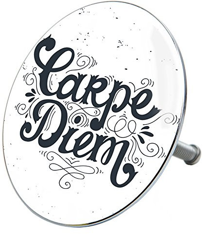 Sanilo Badewannenstöpsel Carpe Diem, Stöpsel für die Badewannen deckt den kompletten Abflussbereich ab, universal mit Motiv