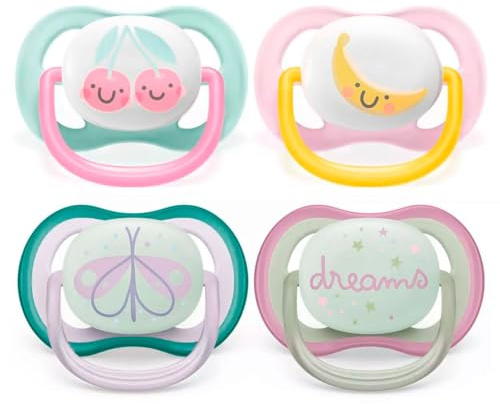 Philips Avent Day & Night Dummy 0-6 Months (2 Day + 2 Night) incl. 2 travel boxes
