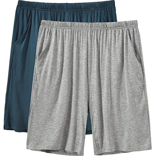 MoFiz Hombre Pantalones Cortos de Pijama Cómodo Modal Verano Shorts de Estar Azul/Gris XXL