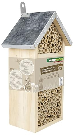 Windhager Tiny - Casetta per insetti in legno per api, coccinelle e api selvatiche, per api, coccinelle e api selvatiche