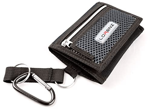 Sports Wallets For Boys, Trifold Men Canvas Wallet With Coin Pocket And Credit Card Holder, Waterproof Teenagers Folder Wallet with chain, hook or classic (With Snap Clip Hook, Grey)