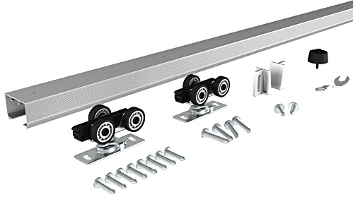 JUBEST 5FT Commercial Grade Pocket Door Hardware and Track Set, Sliding Door Hardware 56.7, Durable and Smoothly, Easy to Install
