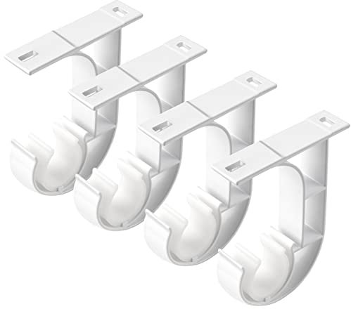 Confezione da 4 staffe per asta per tende da soffitto, colore bianco, per asta da 2,5 cm, in alluminio