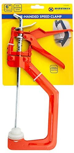 One-Handed Speed Clamp - 6 Ratchet Clamp, Woodworking Carpentry | DIY Hand Tool, 6 Inch, Quick Release Grip Clips | One Handed Clamps for Woodworking