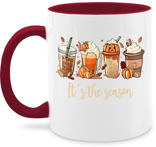 Tasse Tassen 325ml - Halloween - It's the Season - Herbst Blätter Kürbis Heißgetränke Gewürze - 325 ml - Bordeauxrot - herbstassen halloween-tasse haloween outfits fall mug und grusel hellowee