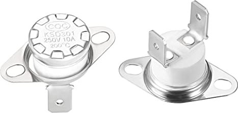 PATIKIL 200°C 10A Normalmente Chiudi NC KSD301 Termostato, 2pz Temperatura Interruttore Termico Interruttore per Elettrico