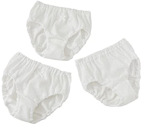 Serecofo Lot de 3 Culottes Slips Bébés et Petites Filles en Blanc en Coton Mesh Maille Tissu Léger et Respirant 1 an à 11 Ans sous-Vêtement Enfant Blanc