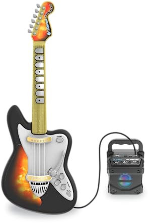 Cefa Toys - Guitarra Eléctrica con Amplificador Jam Hero, con 4 Tipos de Guitarra, Acústica, Stratocaster, Telecaster y Metal, Incluye Luz, Correa, Amplificador por Bluetooth y Entrada de Audio