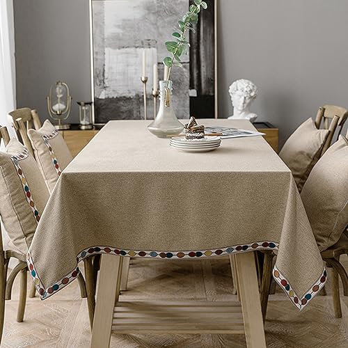 XQSSB Tischdekoration Eckig Wasserdicht Tischtuch Baumwolle und Leinen Atmungsaktiv Tischwäsche Pflegeleicht Garten Zimmer Tischdekoration Braun 120 × 180 cm