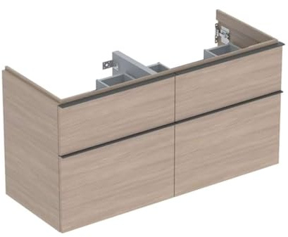 Geberit iCon Unterschrank für Doppelwaschtisch, 4 Schubladen, 118,4x61,5x47,6 cm, 502309, 502.309.JH.1, Farbe: Eiche/Melamin Holzstruktur